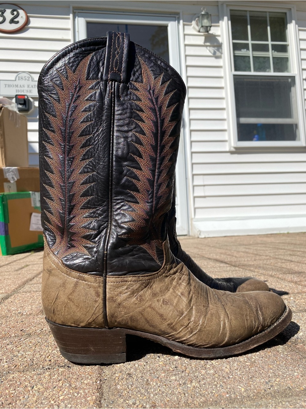 Men's Two-Tone Tony Lama Brown Leather Western Boots